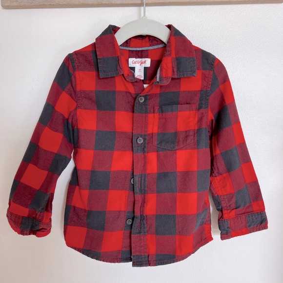 Cat & Jack Kids Flannel Button Down 3T - Picture 1 of 4